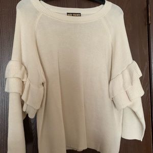 MARK BOUWER RUFFLE SLEEVE IVORY SWEATER NWOT
